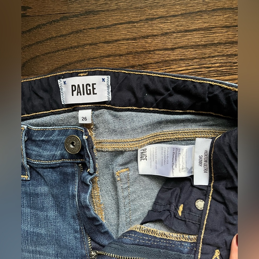 PAIGE Hoxton Ripped High Rise Ankle Skinny Jeans - Picture 2 of 4
